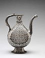 Bidri Ewer, Zinc alloy; cast, engraved, inlaid with silver and brass